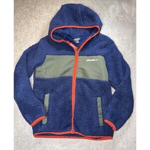 Eddie Bauer Boys Size S (7/8) Blue Zip Up Fleece Jacket 100% Polyester
